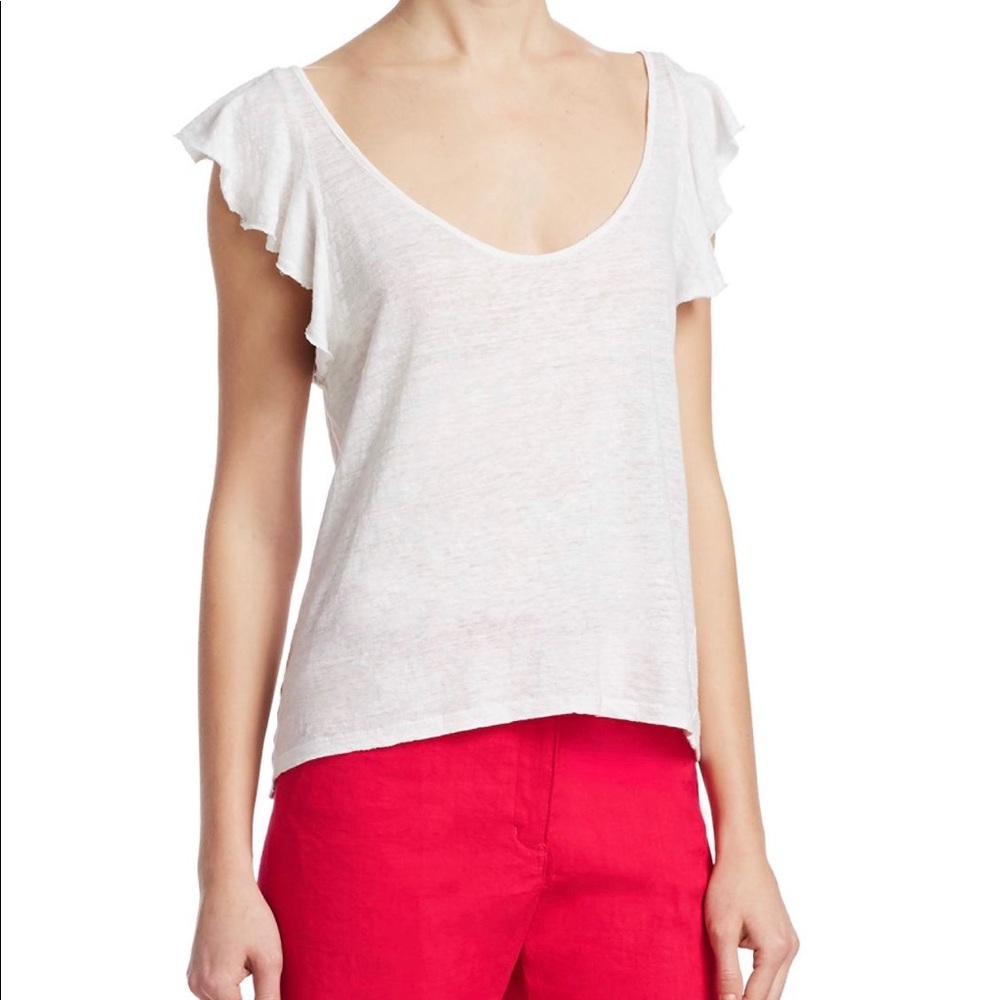 A.L.C. Linen tee with flutter sleeves.
